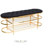 Banca cu pantofar / depozitare / auriu /catifea / Chesterfield