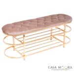 Banca cu pantofar / depozitare / auriu /catifea / Chesterfield