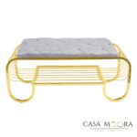 Bancheta cu pantofar - AURIU-GRI -catifea - Chesterfield - imagine 2