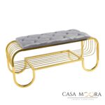 Bancheta cu pantofar - AURIU-GRI -catifea - Chesterfield