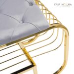 Bancheta cu pantofar - AURIU-GRI -catifea - Chesterfield - imagine 3