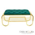 Bancheta cu pantofar -AURIU-VERDE SMARALD -catifea - Chesterfield - imagine 2