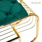 Bancheta cu pantofar -AURIU-VERDE SMARALD -catifea - Chesterfield - imagine 3