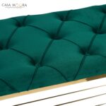 Bancheta cu pantofar -AURIU-VERDE SMARALD -catifea - Chesterfield - imagine 4