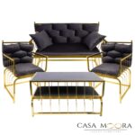 SET CANAPEA CU DOUA FOTOLII  + MASA / GOLD
