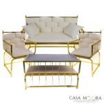 SET CANAPEA CU DOUA FOTOLII + MASA / GOLD